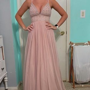 Light Pink Beaded Prom Dress